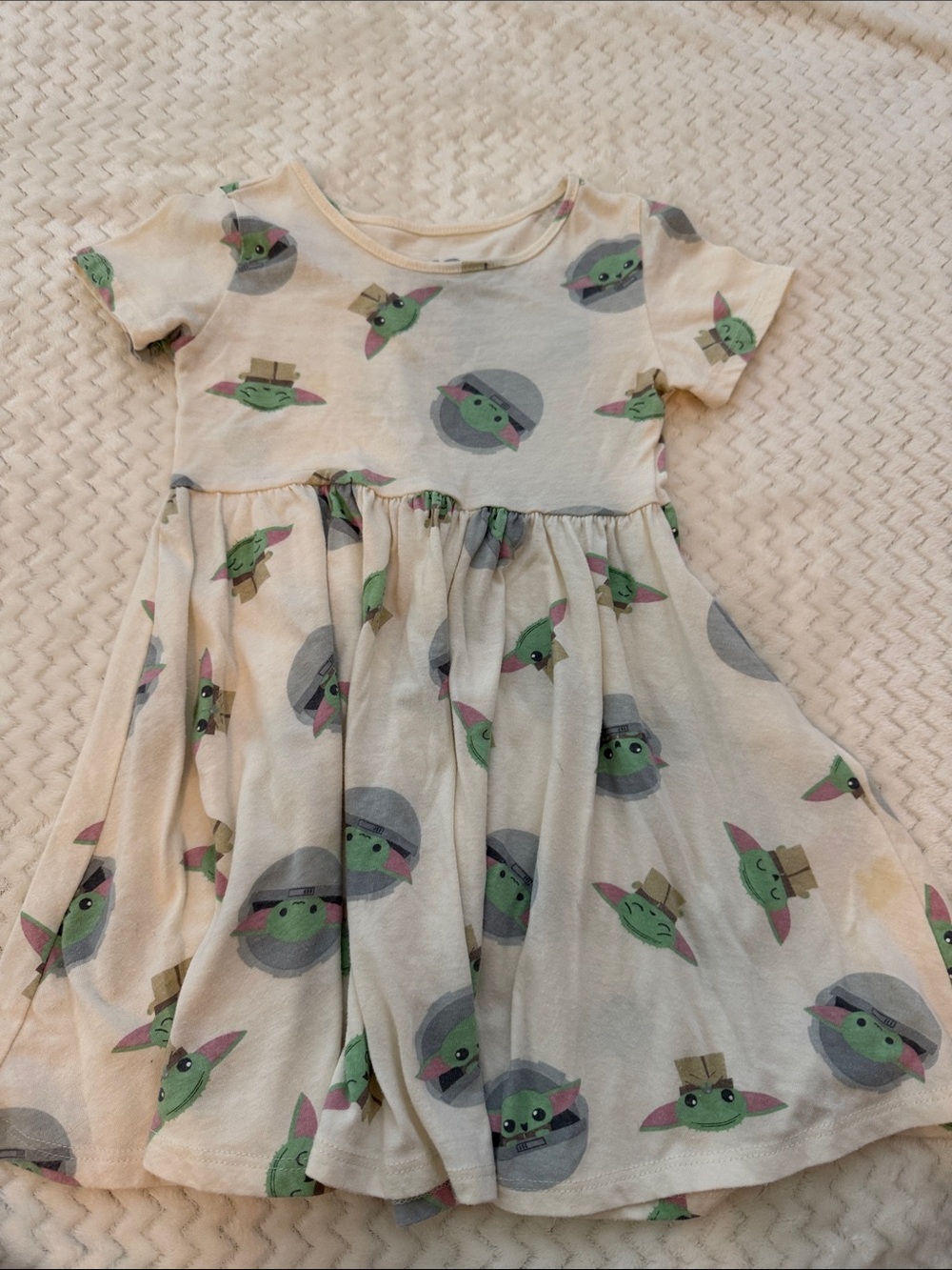 Star Wars Cream Dress with Green Character Print